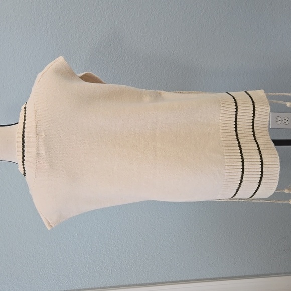 NWT FREE PEOPLE All Star Stripe Poncho Cream Knit Sweater Vest Dark Stripes OS - Picture 8 of 13